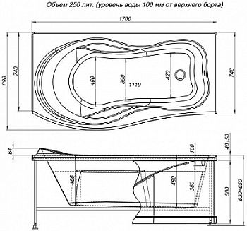 Фронтальная панель для ванны Aquanet Borneo 170 L черная