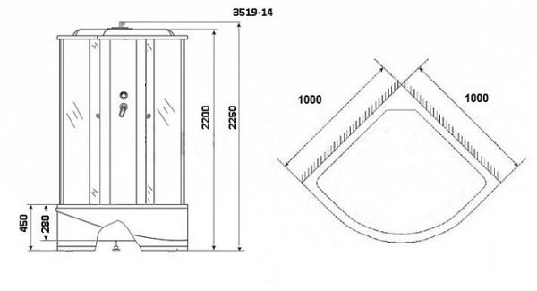 Душевая кабина Niagara Classic NG-3519-14 100x100x220 с гидромассажем стекло тонированное