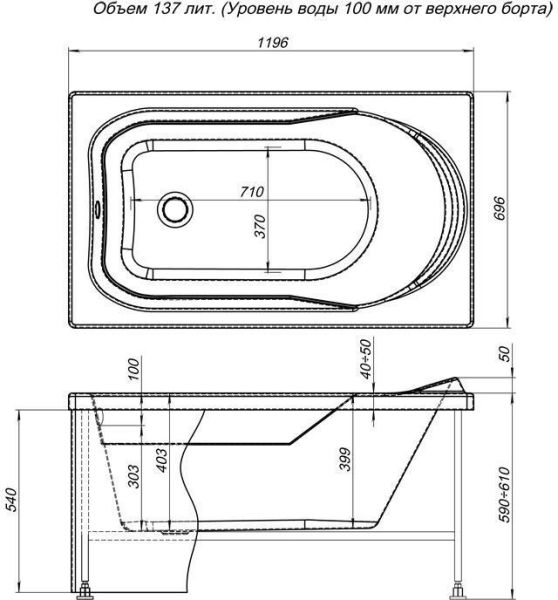 Акриловая ванна Aquanet West 120x70 Акриловая ванна Aquanet West 120x70