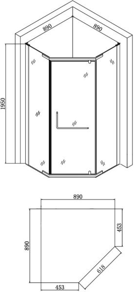 Душевой уголок Agger A03-090MCR/G 89x89 см без поддона