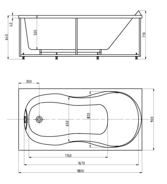 Акриловая ванна Aquatek Мартиника 180 см на сборно-разборном каркасе