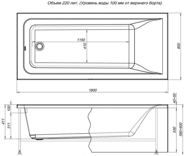Акриловая ванна Aquanet Bright 180x80 (+ шторка Aquanet Alfa 4 NF6222-pivot) Акриловая ванна Aquanet Bright 180x80 (+ шторка Aquanet Alfa 4 NF6222-pivot)