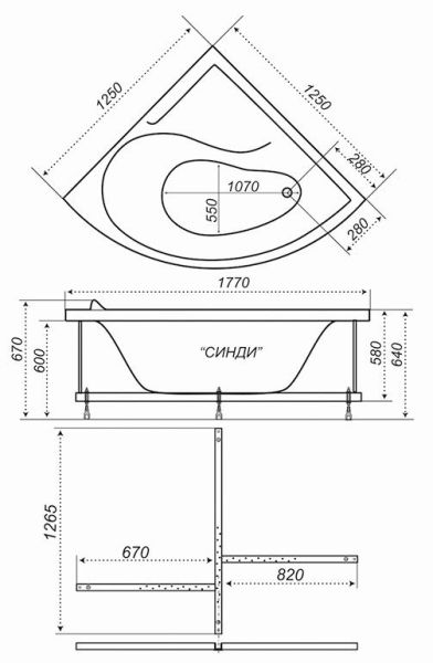 Акриловая ванна Triton Синди 125x125 см Акриловая ванна Triton Синди 125x125 см