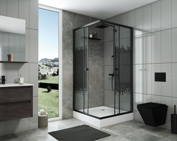 Душевой уголок Niagara Eco NG-009-14Q BLACK 90х90х195 стекло мозаика Душевой уголок Niagara Eco NG-009-14Q BLACK 90х90х195 стекло мозаика