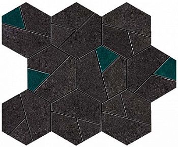 Мозаика Boost Tarmac Mosaico Hex Jade 25x28.5