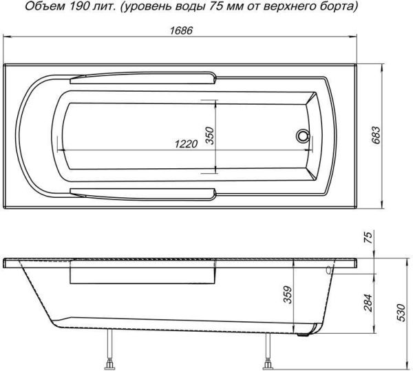 Акриловая ванна Aquanet Extra 170x70 Акриловая ванна Aquanet Extra 170x70