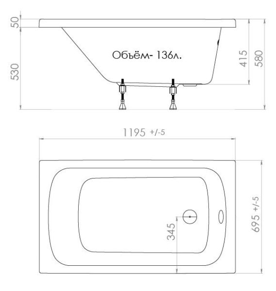 Акриловая ванна Triton Стандарт 120x70 см Акриловая ванна Triton Стандарт 120x70 см