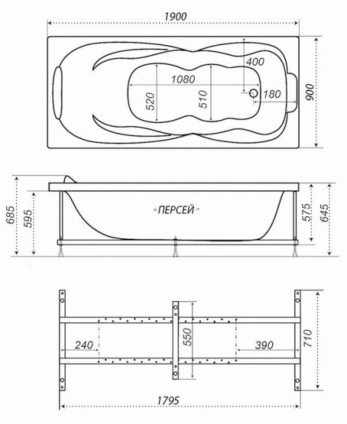 Акриловая ванна Triton Персей 190x90 см Акриловая ванна Triton Персей 190x90 см