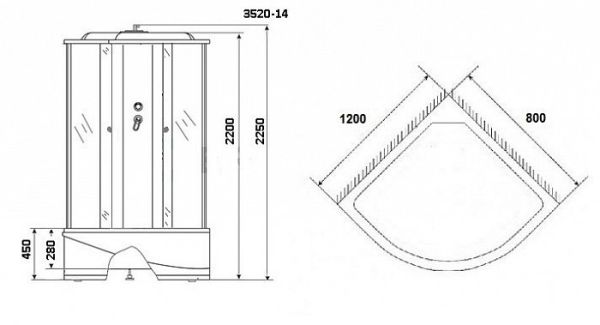 Душевая кабина Niagara Classic NG-3520-14L 120x80x220 левая с гидромассажем стекло тонированное