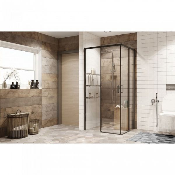 Душевой уголок Ambassador Queen 11011204Black 100x200x100 профиль черный,  стекло прозрачное