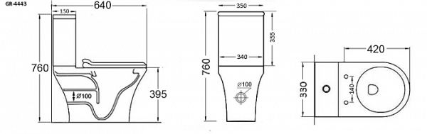 Унитаз-компакт Grossman GR-4443S безободковый с тонкой крышкой