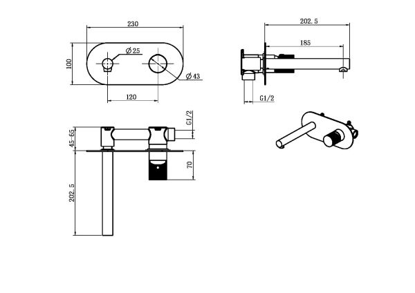 Смеситель STICK из стены CHROME LINEA