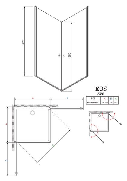 Душевой уголок Radaway EOS KDD 80 80x80x197 см стекло прозрачное