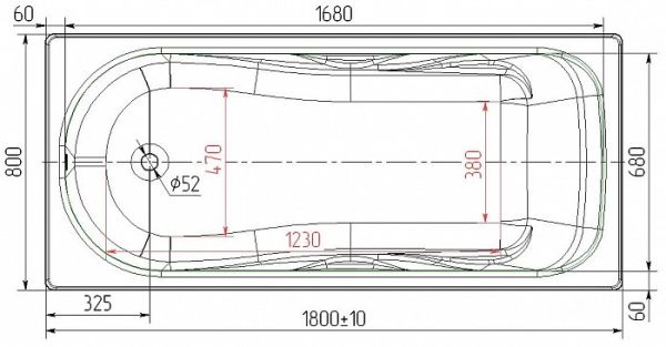 Чугунная ванна Универсал Сибирячка 180х80 с отв. под ручки, 461078 Чугунная ванна Универсал Сибирячка 180х80 с отв. под ручки, 461078