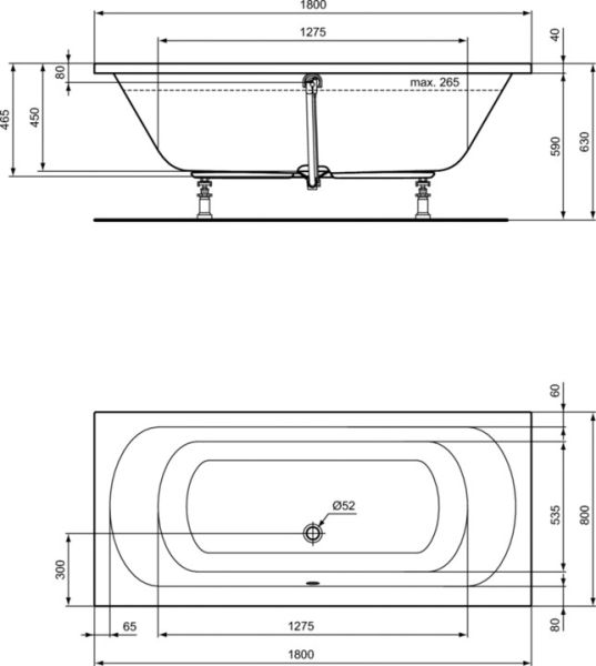 Акриловая ванна Ideal Stanadard Hotline Duo 180х80 см K275001 Акриловая ванна Ideal Stanadard Hotline Duo 180х80 см K275001