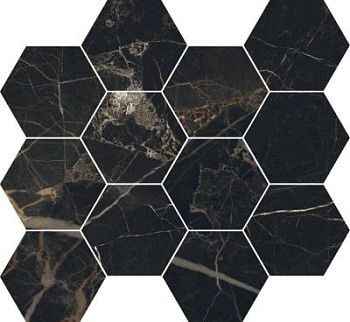 Nero Atlante Composizione Esagono Lucidato 28.5x33