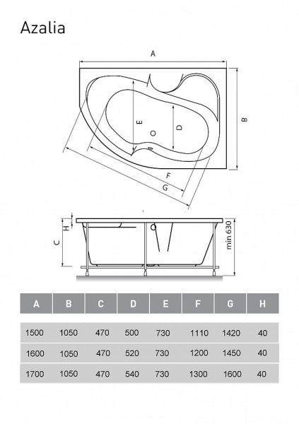 Акриловая ванна Vayer Azalia R 170x105 см Акриловая ванна Vayer Azalia R 170x105 см