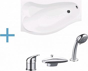 Акриловая ванна Aquanet Palma 170x90/60 L (каркас + смеситель Aquanet Practic 2 AF111-63B)