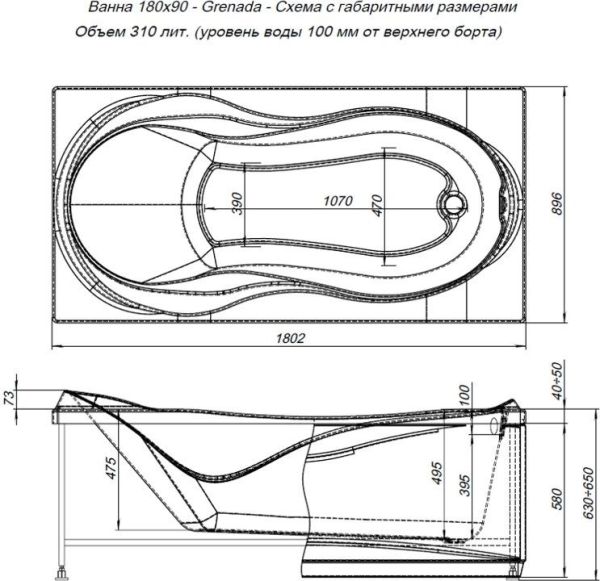 Акриловая ванна Aquanet Grenada 180x90 Акриловая ванна Aquanet Grenada 180x90