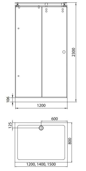 Душевой уголок Aquanet Beta 1408-13 140x80x230 см стекло тонированное