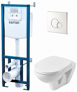 Комплект унитаз с инсталляцией Santek Бореаль Пэк, 1WH501544 + сиденье + панель хром
