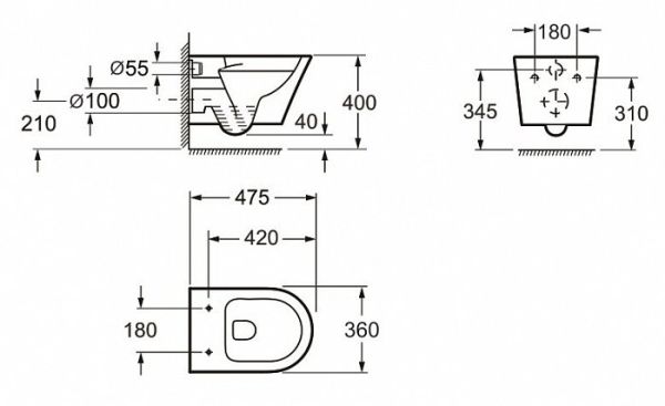 Унитаз подвесной Grossman Modern GR-P3011 безободковый Унитаз подвесной Grossman Modern GR-P3011 безободковый