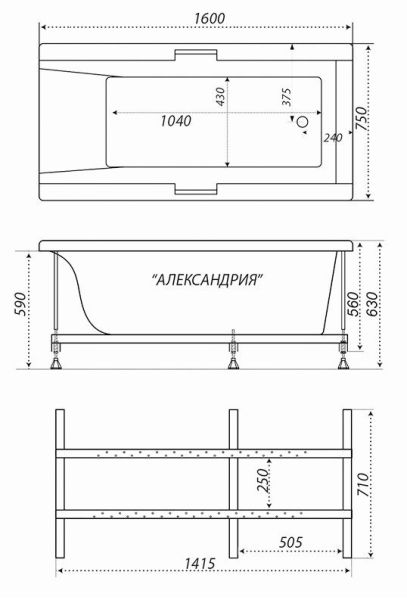 Акриловая ванна Triton Александрия 160x75 см Акриловая ванна Triton Александрия 160x75 см