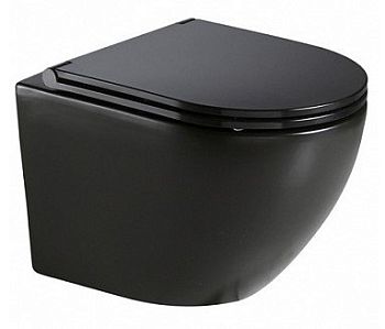 Унитаз подвесной Azario Teramo AZ -053E-R-MB с сиденьем микролифт, черный матовый