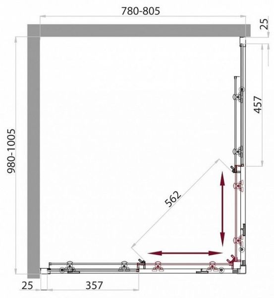 Душевой уголок Belbagno SELA-AH-2-100/80-C-Cr