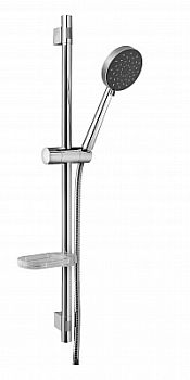 Душ.стойка из латуни LUNA 730мм, фиксаторы неподвиж. из ABS, поворот.подвиж.крепл.для душа из ABS , душ из ABS 3 режимf 100мм, шланг из металл 1500мм, мыльница, хром