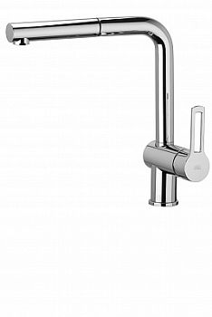 Смеситель для мойки с поворот.изливом и выдвижным 1 режим.душем из ABS, Хром