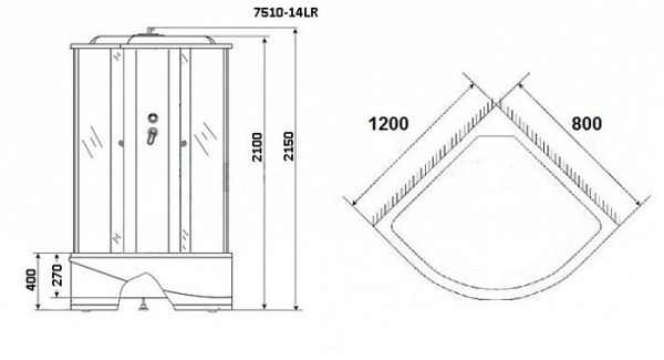 Душевая кабина Niagara Eco NG-7510-14R BLACK 120x80x215 правая стекло мозаика