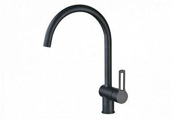 Смеситель для мойки с поворот.изливом, Черный матовый