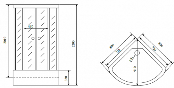 Душевая кабина Timo Standart T-6680 Silver 80x80x220