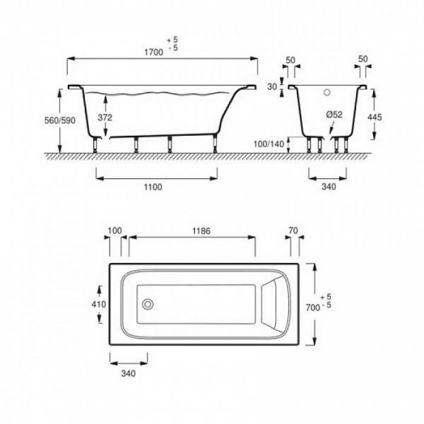 Акриловая ванна Jacob Delafon Elite 170x70 см