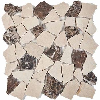 PIX 262 Cream marfil, Dark Imperador, чип произвольный, сетка 305х305x6 мм, Матовая PIX 262 Cream marfil, Dark Imperador, чип произвольный, сетка 305х305x6 мм, Матовая