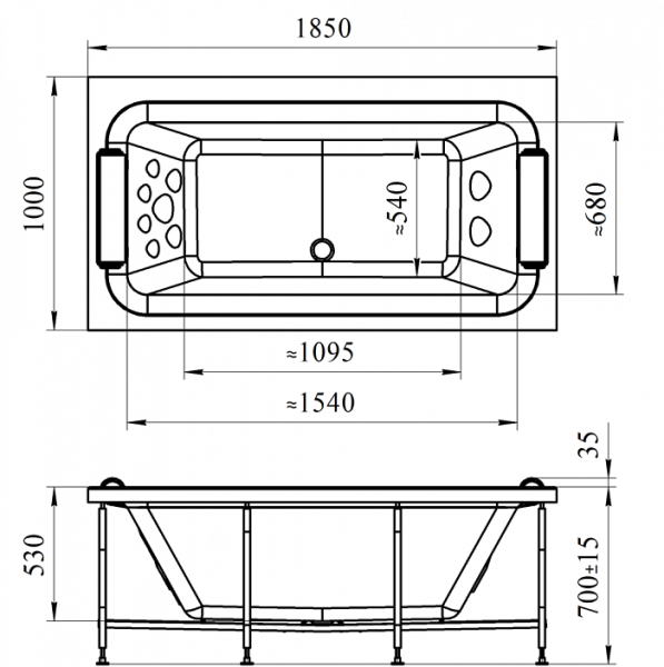 Акриловая ванна Radomir Хельга 185x100 Акриловая ванна Radomir Хельга 185x100