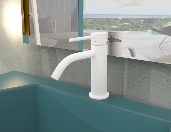 Смеситель для раковины без д/к, Белый матовый