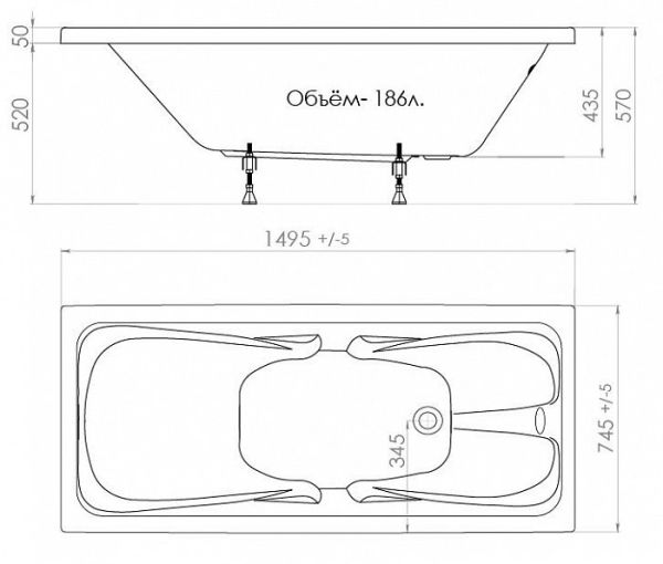 Акриловая ванна Triton Стандарт 150x75 см Акриловая ванна Triton Стандарт 150x75 см