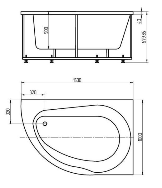 Акриловая ванна Aquatek Вирго 150 см L на сборно-разборном каркасе Акриловая ванна Aquatek Вирго 150 см L на сборно-разборном каркасе