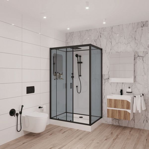 Душевая кабина Niagara Premium NG-6912-01QL BLACK 120х80х210 левая стекло тонированное