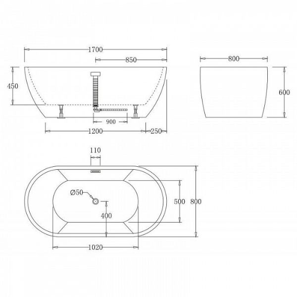 Акриловая ванна BelBagno BB70-1700 170x80 Акриловая ванна BelBagno BB70-1700 170x80