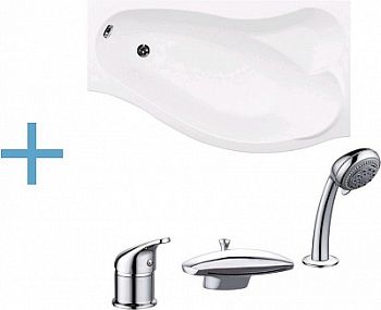 Акриловая ванна Aquanet Palma 170x90/60 R (каркас + смеситель Aquanet Practic 2 AF111-63B)