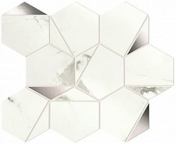 Мозаика Marvel Shine Statuario Supremo Platino Hex Shiny 25.1x29