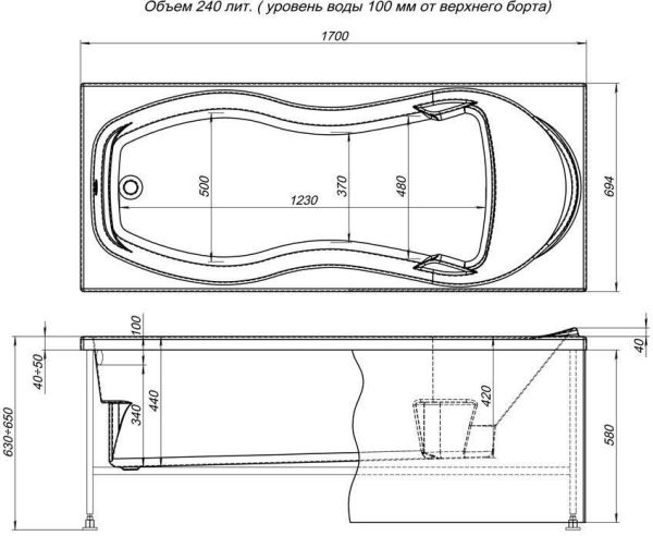 Акриловая ванна Aquanet Tessa 170x70 (г/м, н/м, сп/м, к/б) Акриловая ванна Aquanet Tessa 170x70 (г/м, н/м, сп/м, к/б)