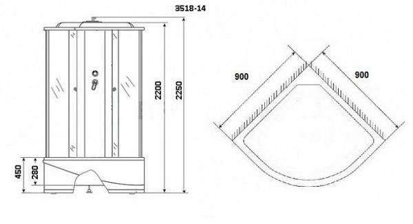 Душевая кабина Niagara Classic NG-3518-14 90x90x220 с гидромассажем стекло тонированное