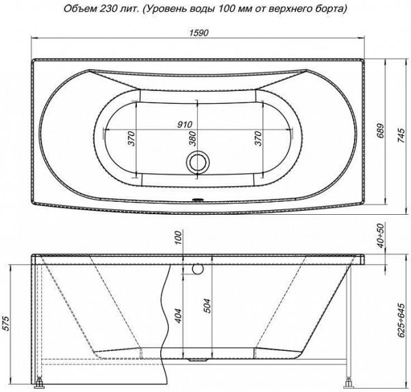 Акриловая ванна Aquanet Izabella 160x75 см, аэромассаж