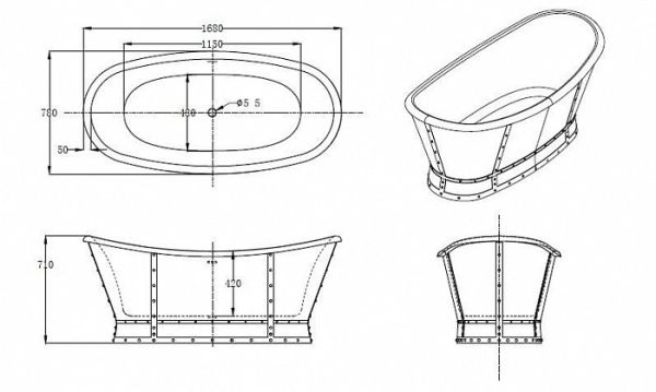 Акриловая ванна BelBagno BB33 168x78x71 см, белая (bianco)