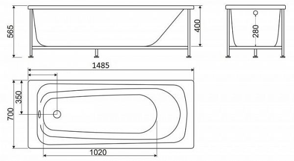 Акриловая ванна BelBagno BB102 150x70x40 пристенная Акриловая ванна BelBagno BB102 150x70x40 пристенная