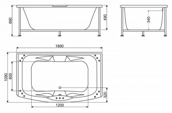 Акриловая ванна BelBagno BB105-190-110 189x109